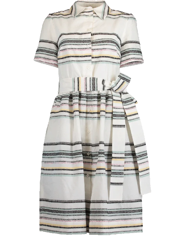 Collared Self Belt Dress Tunics Ceremony elegant