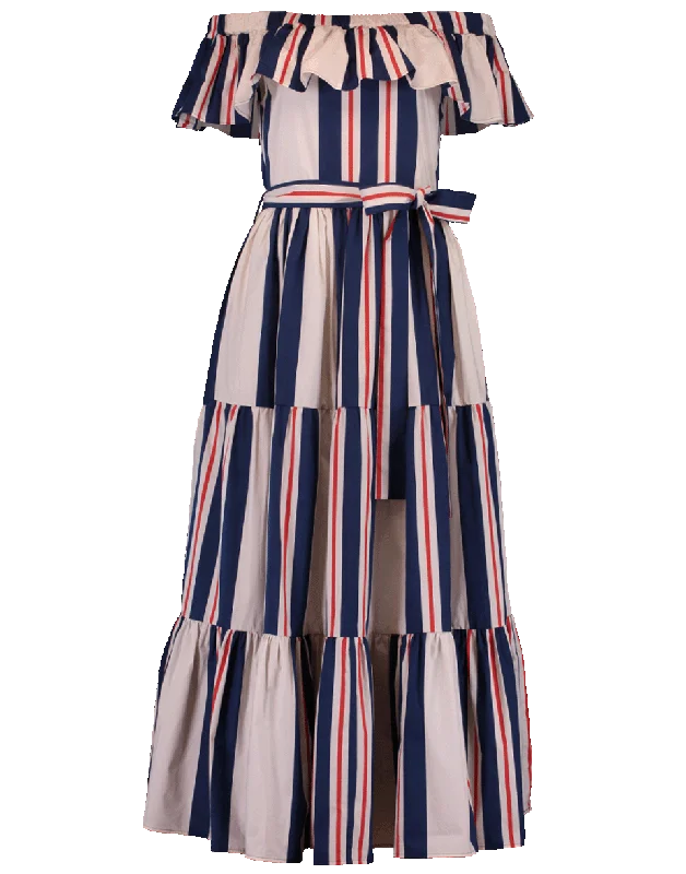 Off Shoulder Maxi Yacht Dress Boat Neckline Classic