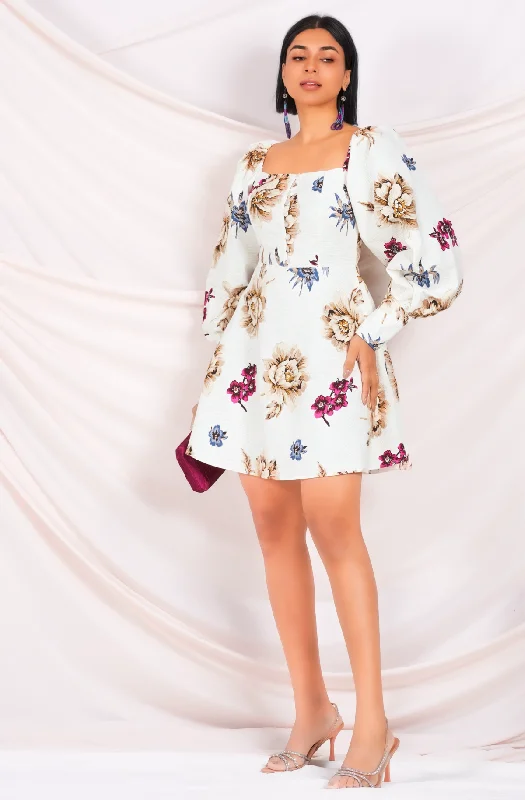 Printed Puff Sleeve Dress Tunics Luxurious high-end