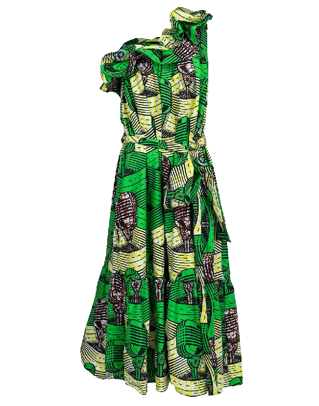 One Sholder Printed Dress Tunics stripes playful