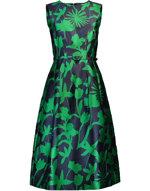 Mikado Floral Dress Turtleneck Warm Winter