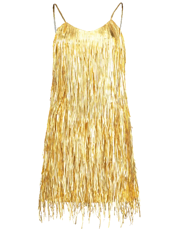 Metallic Fringe Slip Dress Tunics Silk luxurious