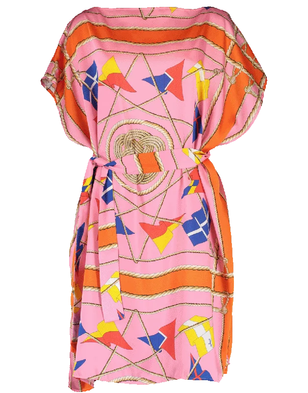 Nautical Print Caftan Dress Tunics Long Elegant