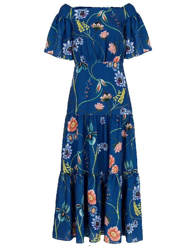Emelia Off Shoulder Vintage Flower Dress A-Line Day Work