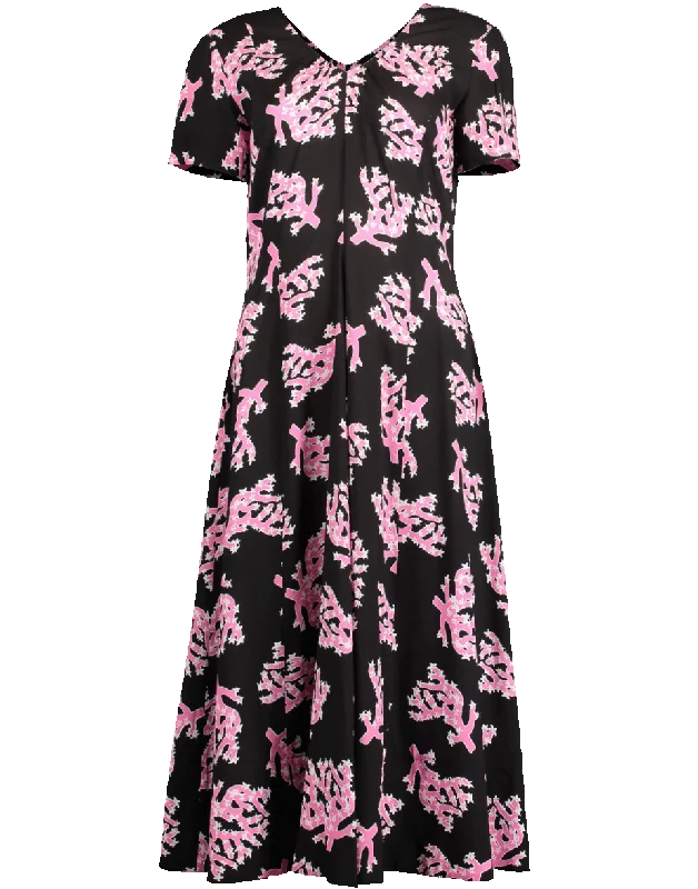 Pink Coral Print Dress Tunics Stylish modern