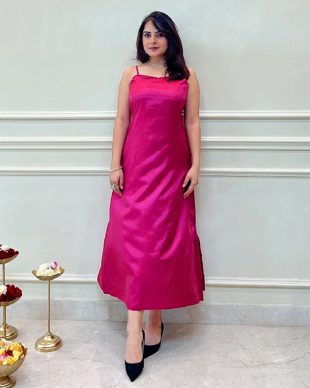 Fuchsia Long Sheath Dress Tunics Velvet soft