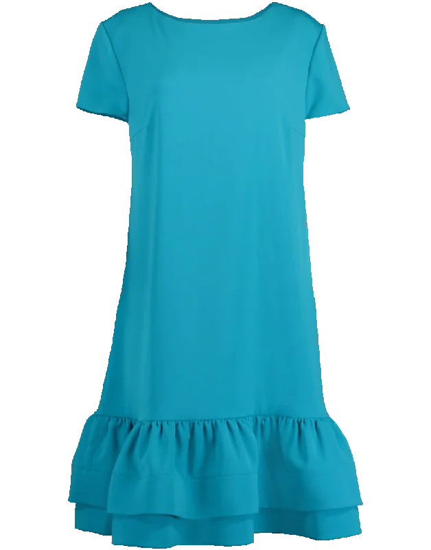 Arak Double Ruffle Dress Boat Neckline Classic