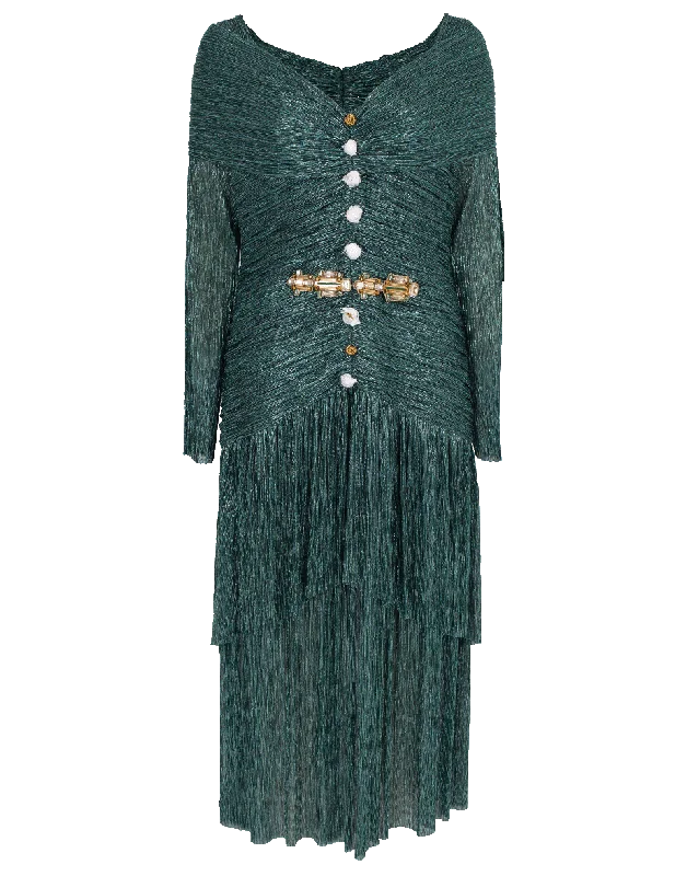Metallic Jersey Portrait Midi Dress Tunics Trousers formal