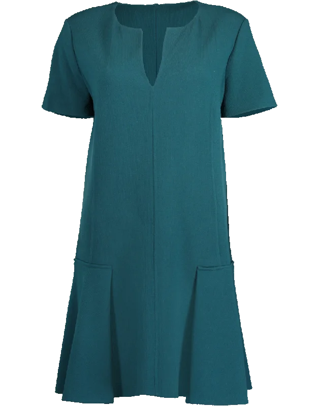 Slit Neck Stretch-Wool Crepe Dress Tunics Top rated