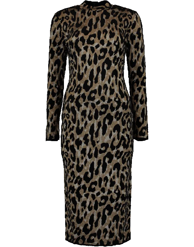 Leopard Knit Dress Tunics Chic fashionable
