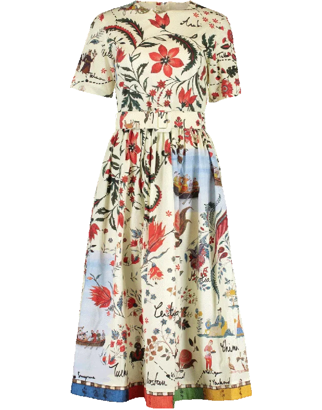 Full Bottom Belted Print Dress Tunics Occasion special