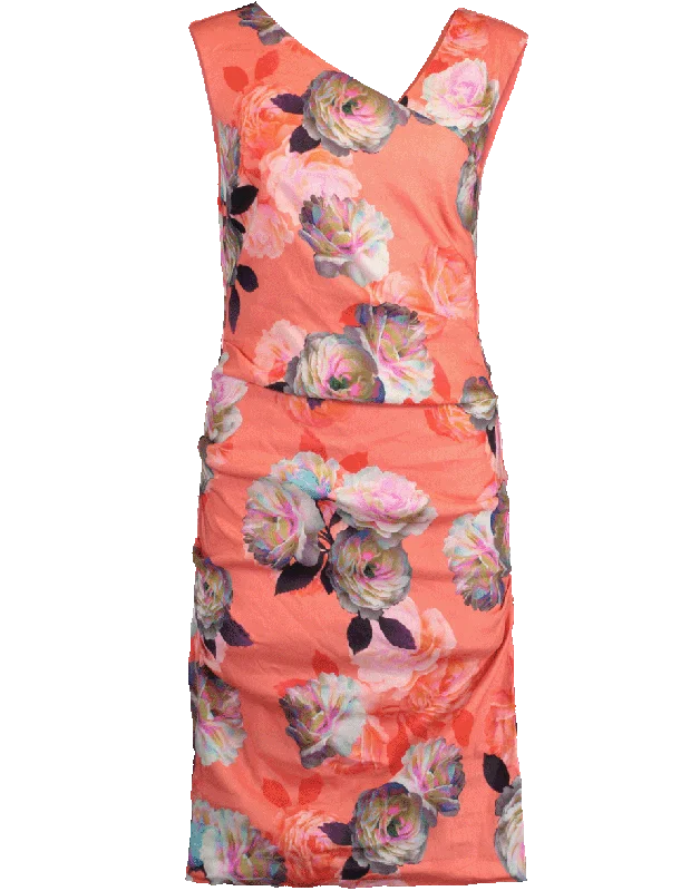 Confetti Flower Asymmetrical Ruched Dress Tunics stripes playful
