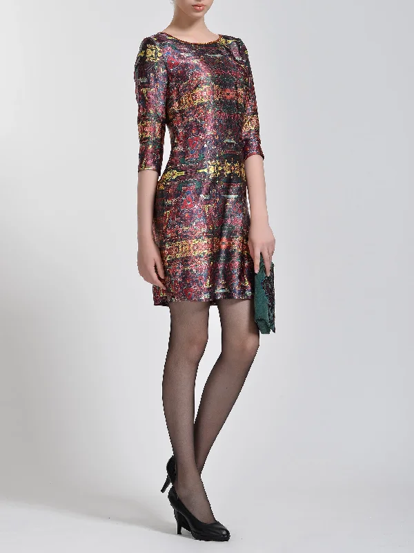 Printed Crepe Satin Dress Tunics Business professional