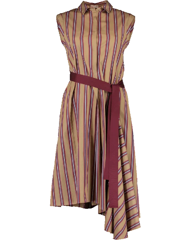 Striped Grosgrain Belt Dress Tunics Trendy modern