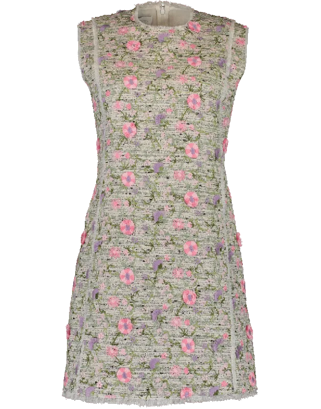 Tweed Floral Flocking Dress Tunics Running lightweight