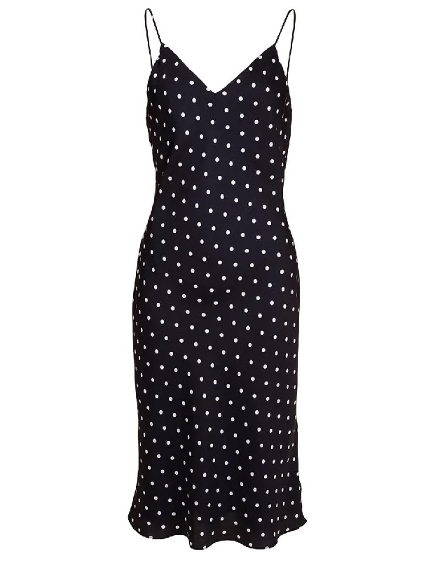 V-Neck Polka Dot Twill Cami Dress Shift Classic Vintage