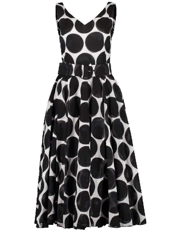 V-Neck Polka Dot Print Dress Tunics Sophisticated sleek