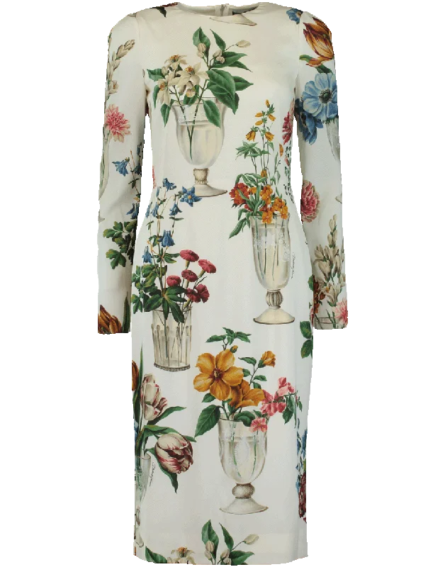 Flower Print Sheath Dress Tunics Favorite customer