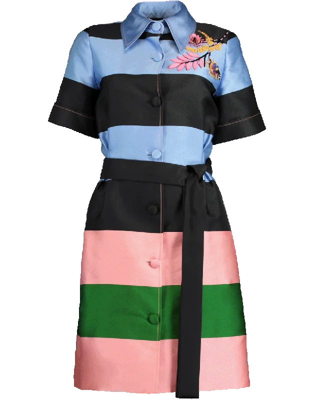 Embroidered Belted Striped Dress Tunics Bridal satin