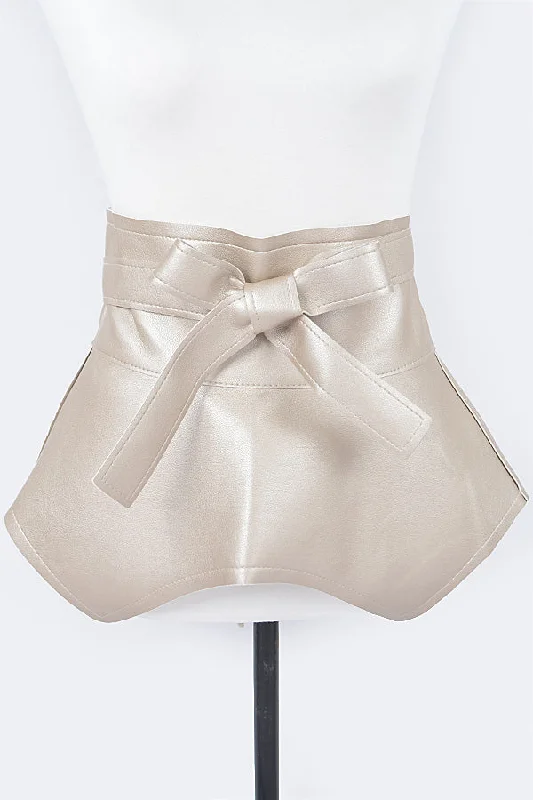 Gold Faux Leather Skirt Belt asymmetrical skirt cut