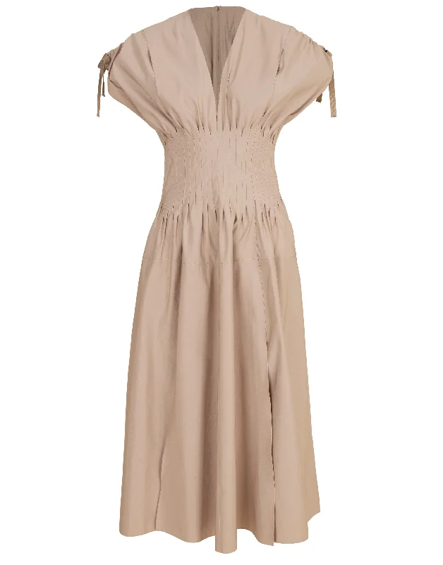 Silk Faille Sleeveless V-Neck Dress Tunics Denim casual