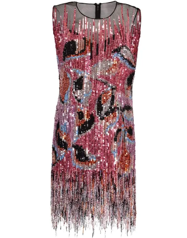 Beaded Shift Dress Off-the-shoulder Chic Trendy