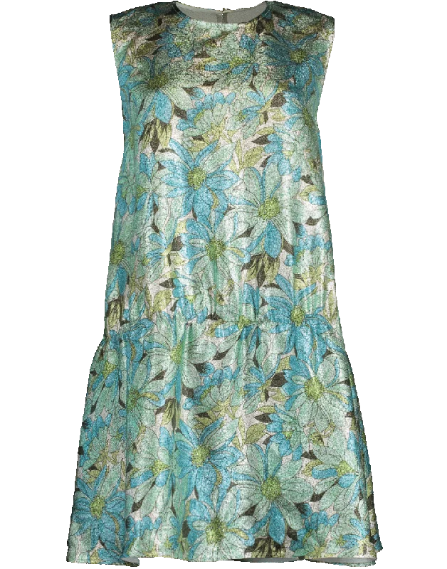 Campbell Floral Lurex Dress Tunics Satin smooth