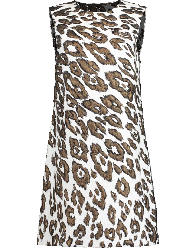 Leopard Wool Jacquard Dress Tunics Canvas sturdy