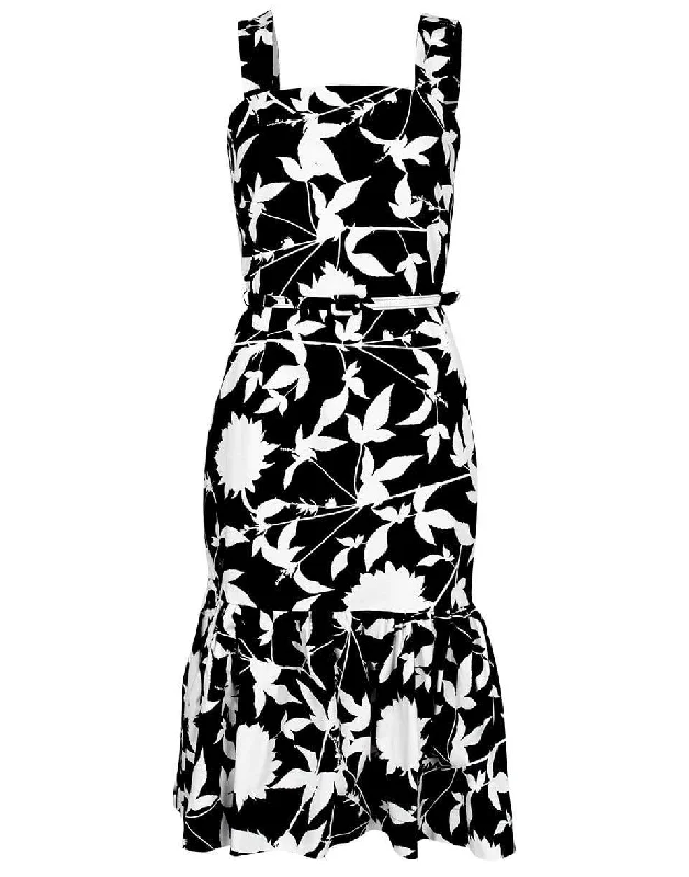 Flounce Bottom Print Dress Tunics Luxurious high-end