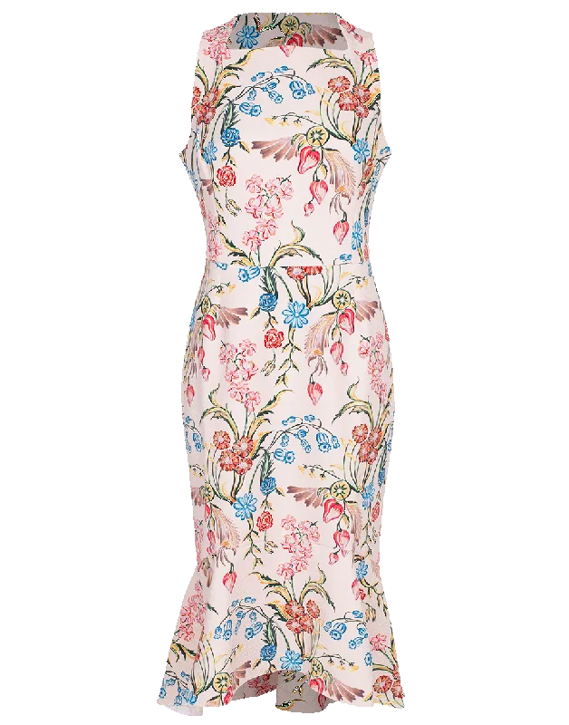 Kia Floral Dress Cowl Neckline Elegant