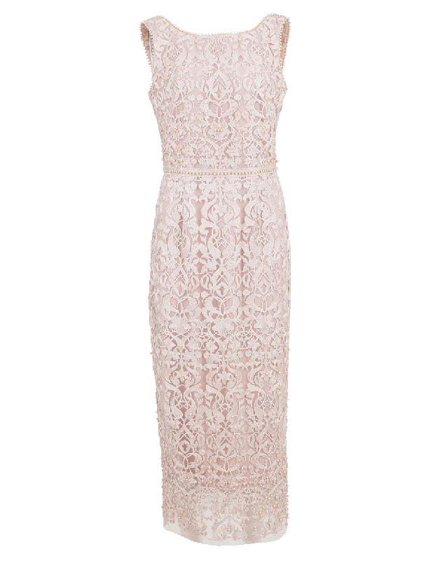 Metallic Embroidered Shift Dress Tunics Solid Classic