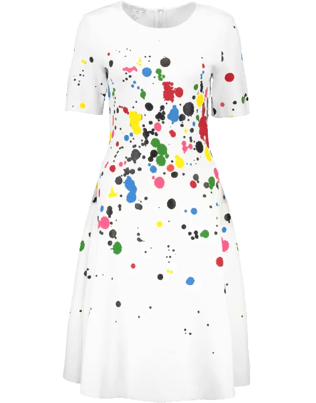 Paint Splatter Knit Dress Tunic Top Casual