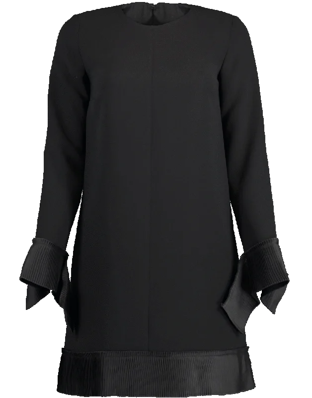 Pleated Detail Shift Dress Tunics Formal black