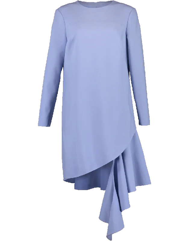 Crewneck Asymmetrical Hem Dress Tunics Polka dots