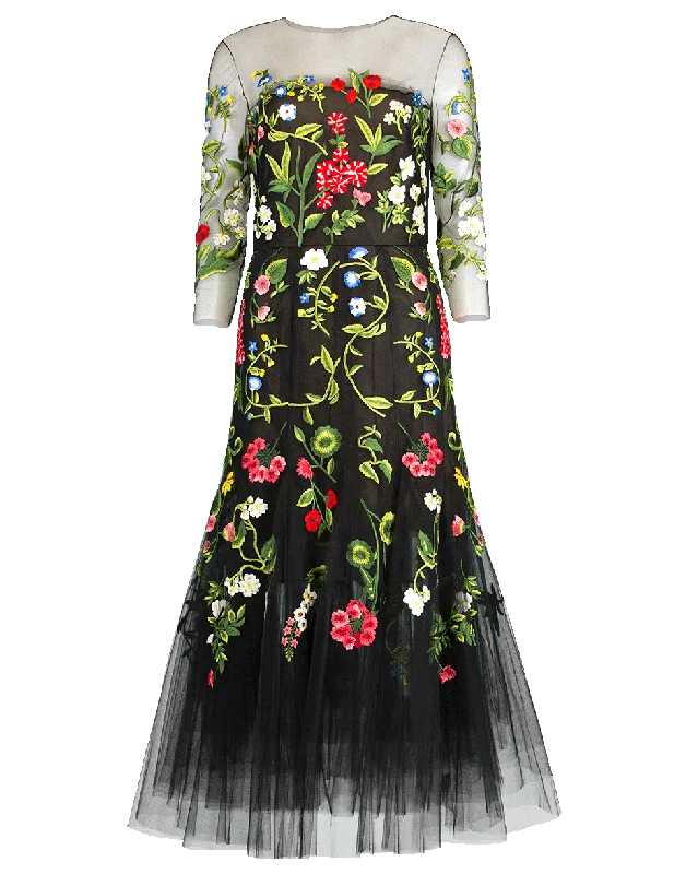 Flower Embroidered Tulle Cocktail Dress Tunics Plaid country