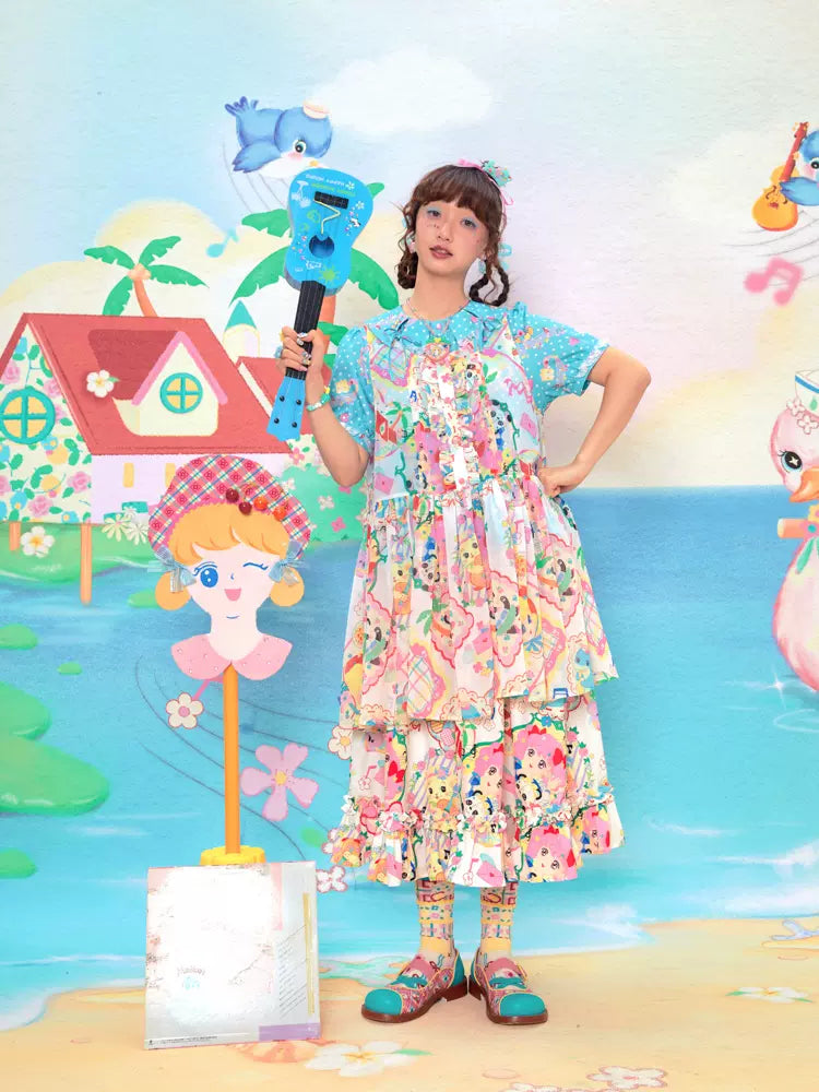 Retro print overskirt【s0000009530】 wool skirt thick