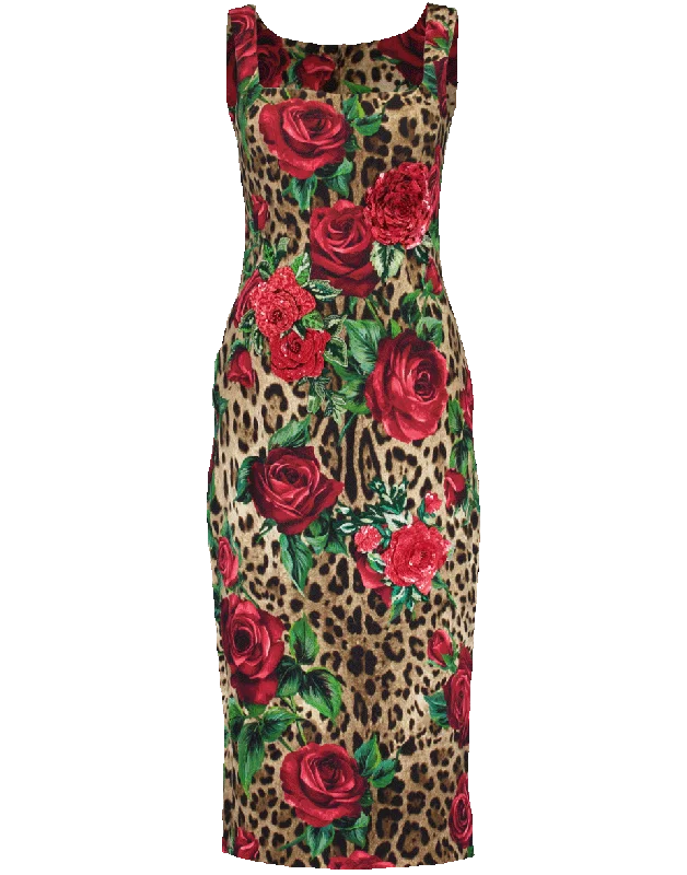 Fitted Leopard Dress Tunics Vintage classic