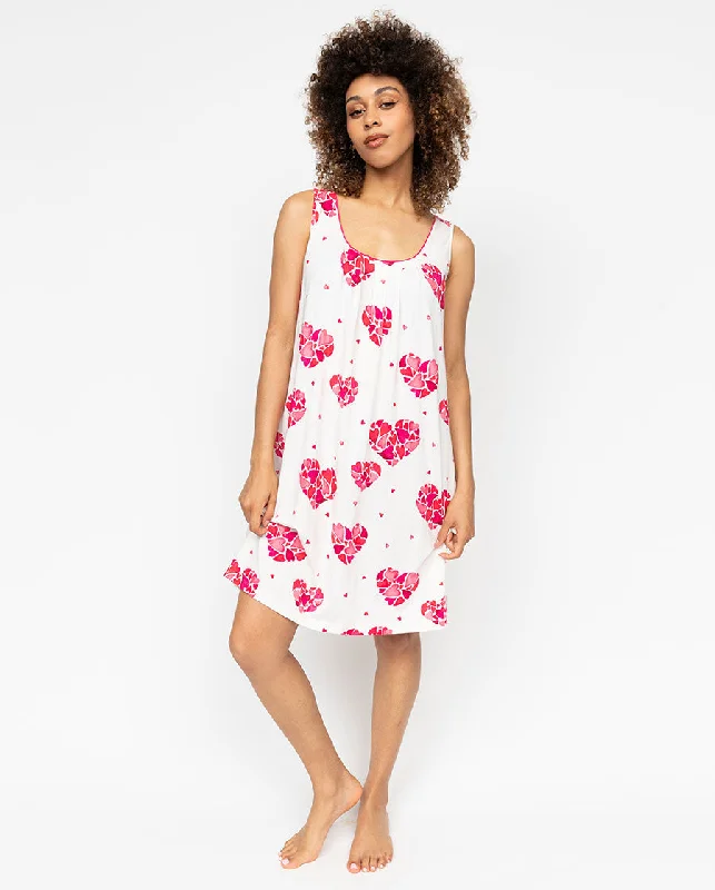 Aria Womens Heart Printed Jersey Short Nightdress Tunics Office stylish