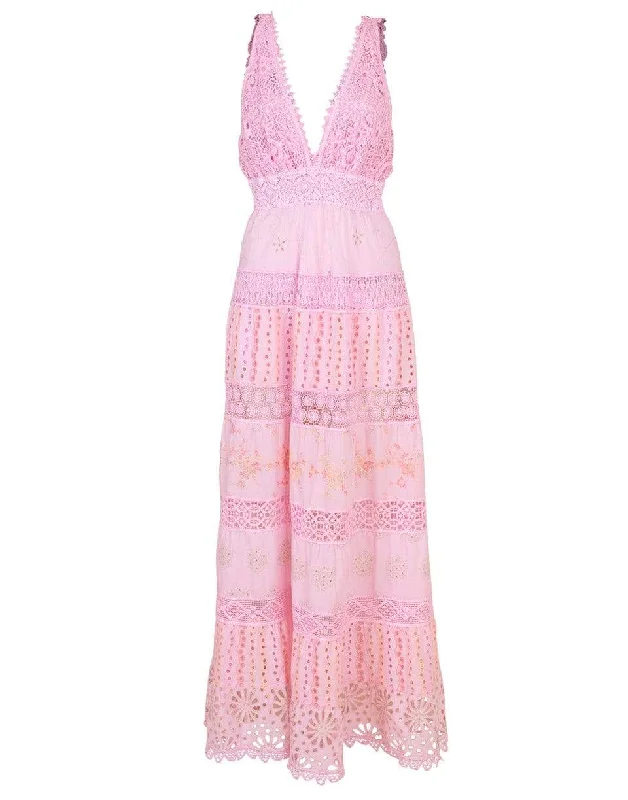 Santos V-Neck Long Dress Tunics Print Colorful