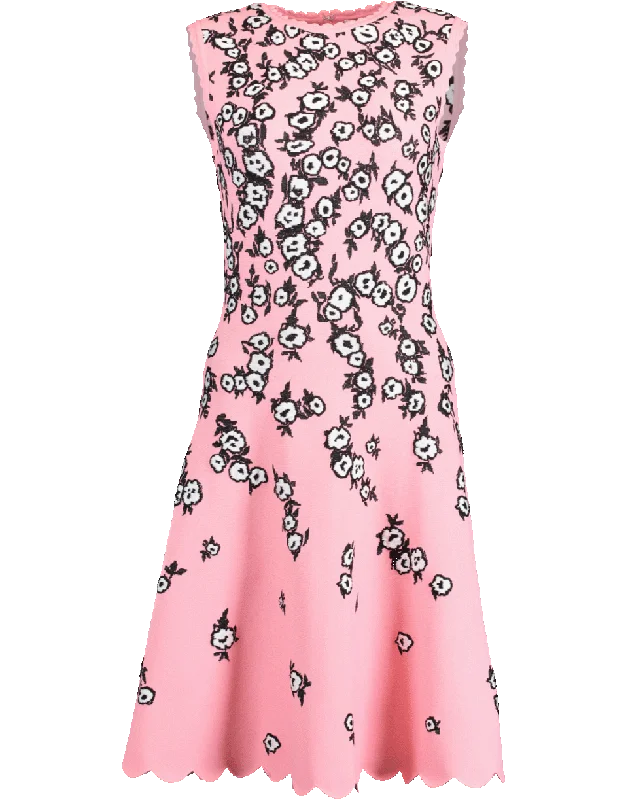 Floral Jacquard Knit Dress Tunics Travel practical