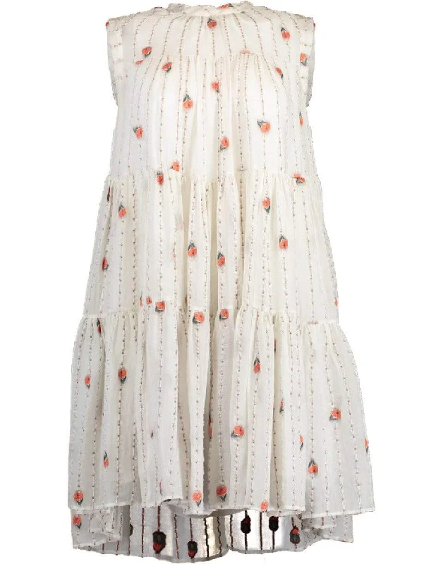 Sleeveless Tiered Flower Print A-Line Dress sweetheart Neckline Romantic