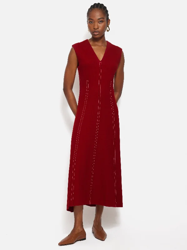 Sleeveless Stitched Dress | Red Tunics Running lightweight