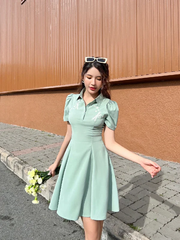 Athena Green Polo Princess Dress - Gu Fashion | Vietnam Fashion Store Tunics Prom sequined