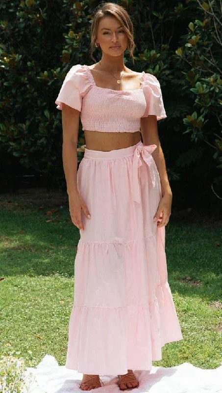 Ladies Solid Color Top and Skirt Daily Set 1496 cotton skirt soft