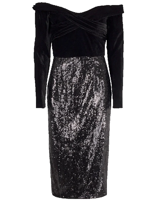 Velvet Off Shoulder Sequin Skirt Dress Tunics Practical durable
