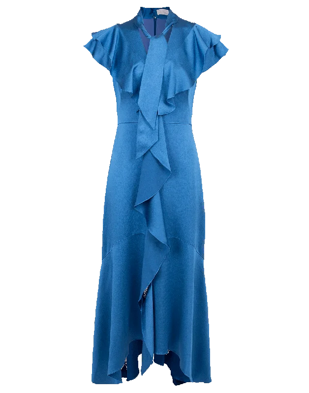 Ruffle Hammered Satin Dress Tunics Winter warm