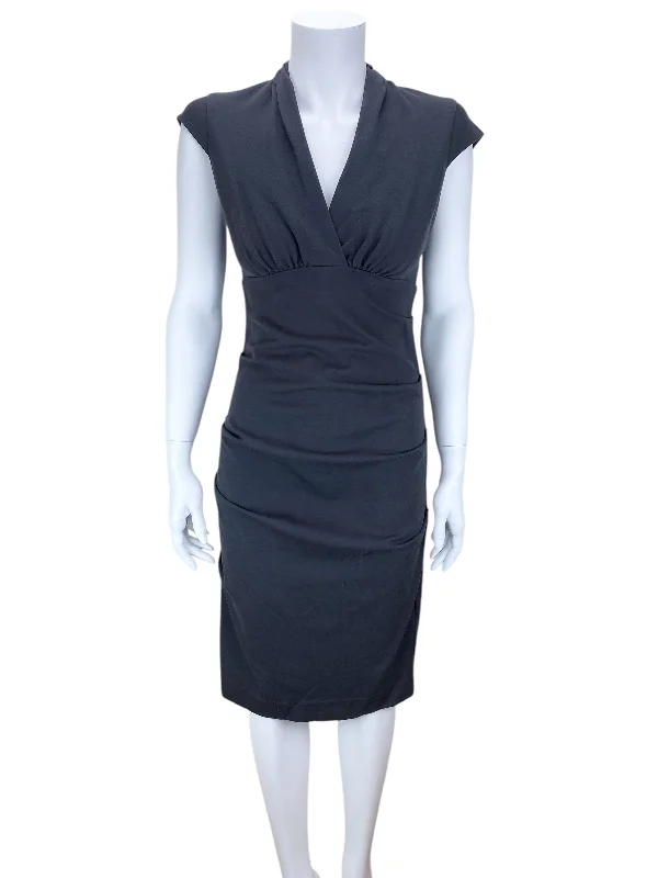 Artelier Nicole Miller Women's Ruched Knit Dress Charcoal Size L (runs small) Tunics Fashionable chic