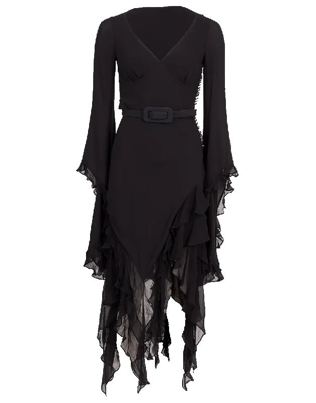 Bias Ruffle Dress Tunics Mesh breathable