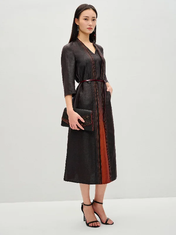 Gambiered Silk Dip Dye Layered Stitch Dress Tunics Sophisticated sleek