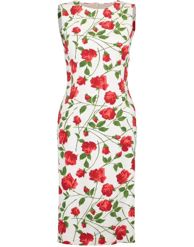 Stem Rose Stretch Cady Dress Tunics Sale discount